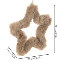 Artículo Estrella decorativa colgante de piel sintética, 21 cm, 4 unidades