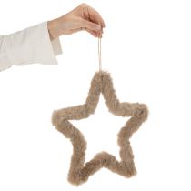 Artículo Adorno colgante de piel sintética con forma de estrella, 30 cm, 3 piezas.