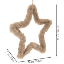 Artículo Adorno colgante de piel sintética con forma de estrella, 30 cm, 3 piezas.