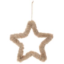 Artículo Adorno colgante de piel sintética con forma de estrella, 30 cm, 3 piezas.
