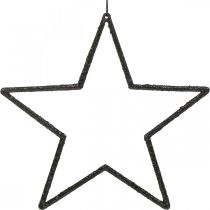 Artículo Adorno navideño estrella colgante brillo negro 17.5cm 9pcs