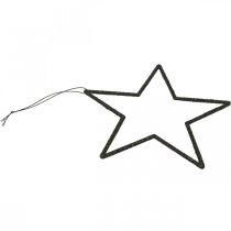 Artículo Colgante estrella decorativa navideña con purpurina negra 17,5 cm 9 piezas