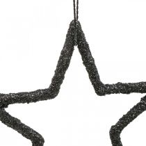 Adorno navideño estrella colgante brillo negro 7.5cm 40p