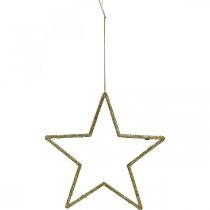 Artículo Adorno navideño estrella colgante brillo dorado 17.5cm 9pcs