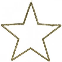 Artículo Adorno navideño estrella colgante brillo dorado 17.5cm 9pcs