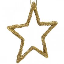 Adorno navideño estrella colgante brillo dorado 7.5cm 40p