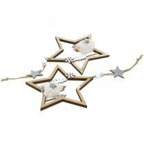Artículo Decoración navideña estrella percha deco de madera Ø13.5cm 4pcs