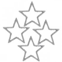 Adorno disperso Estrellas navideñas purpurina plateada Ø4cm 120p