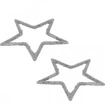 Artículo Decoración dispersa Estrellas navideñas purpurina plateada Ø4cm 120 piezas