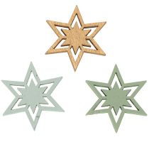 Artículo Decoraciones de estrellas de madera surtidas para decoración de mesa y manualidades, 3 cm, 72 piezas