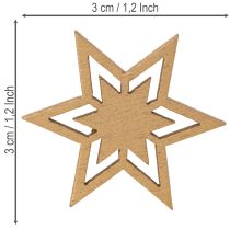 Artículo Decoraciones de estrellas de madera surtidas para decoración de mesa y manualidades, 3 cm, 72 piezas