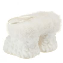Artículo Botas con botas de piel decoración para árbol de Navidad blanco 7cm 2ud