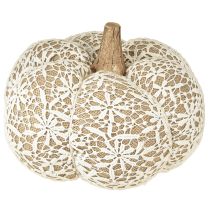 Artículo Calabaza de tela con decoración de yute y encaje blanco/beige, decoración vintage, Ø18cm