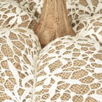 Artículo Calabaza de tela con decoración de yute y encaje blanco/beige, decoración vintage, Ø18cm