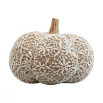 Artículo Tela decoración calabaza yute encaje blanco/beige decoración vintage Ø18cm