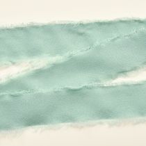 Artículo Cinta de tela decorativa con flecos verde salvia 40mm 15m