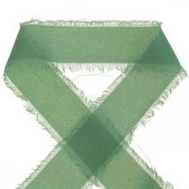 Artículo Cinta de tela cinta decorativa con flecos verde salvia 40mm 15m