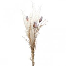 Artículo Cápsulas de amapola flores secas decorativas helecho artificial crema 63cm