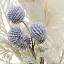 Hoja de plata globo cardo helecho flores artificiales crema 56cm manojo