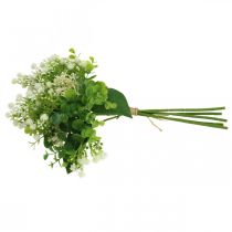 Artículo Ramo de flores artificiales decorativo, verde y blanco, 36 cm de largo, decoración de flores artificiales para mesa, jarrón y alféizar de ventana, eucalipto y flores.