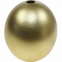Artículo Decoración de huevos de avestruz soplada Decoración de Pascua oro Ø12cm H14cm