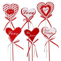 Artículo Tapones de ramo en forma de corazón, Día de San Valentín, decoración floral H6cm 6pcs