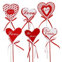 Artículo Tapón de ramo en forma de corazón, Día de San Valentín, decoración floral H6cm 6 piezas