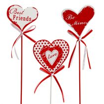 Artículo Tapones de ramo en forma de corazón, Día de San Valentín, decoración floral H6cm 6pcs