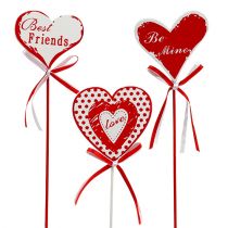 Artículo Tapón de ramo en forma de corazón, Día de San Valentín, decoración floral H6cm 6 piezas