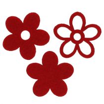 Litter-Deco fieltro flor roja clasificada en la mezcla Ø4cm 72pcs