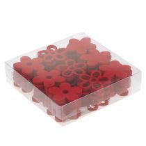 Artículo Decoración dispersa flor de fieltro rojo surtido en mezcla Ø4cm 72 piezas
