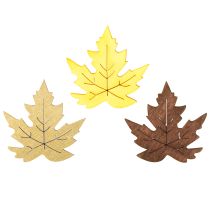 Artículo Decoración dispersa hojas de arce amarillo, marrón, platino surtido 4cm 72 piezas
