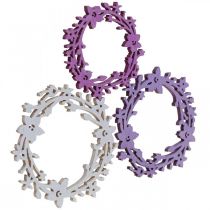 Decoración dispersa corona de flores de madera piezas dispersas color primavera Ø3-5cm 24p