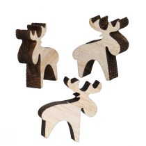 Artículo Decoración dispersa de madera decoración de alces marrón natural 2x2,5cm 108 piezas