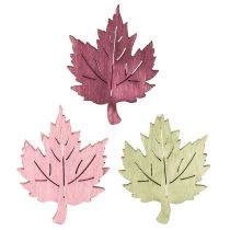 Artículo Decoración dispersa de madera, hojas de otoño, decoración de mesa de colores, 3x4cm, 72 piezas