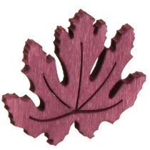 Artículo Decoración dispersa madera hojas de otoño decoración de mesa violeta rosa verde 4cm 72 piezas