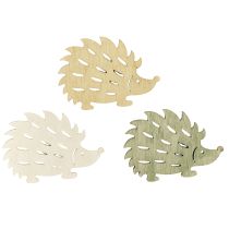 Artículo Decoración dispersa decoración de erizo de madera verde marrón blanco 4x3cm 72 piezas