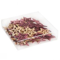 Artículo Decoración dispersa estrellas de madera en rosa baya natural Ø4cm 72 piezas