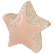Artículo Estrellas decorativas para esparcir, estrellas de madera, rosas, blancas y amarillas, Ø3cm, 9 unidades