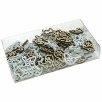 Artículo Decoración dispersa conejitos, gallinas y pájaros decoración de Pascua de madera para esparcir 72 piezas