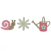 Artículo Decoración dispersa flores de madera caracoles regadera rosa 4cm 36 piezas