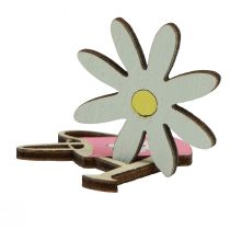 Artículo Decoración dispersa flores de madera caracoles regadera rosa 4cm 36 piezas