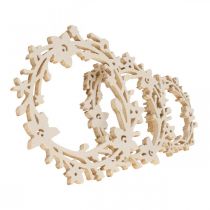 Decoración dispersa corona de flores de madera piezas dispersas primavera blanco Ø3–5cm 24p