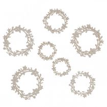 Artículo Decoración dispersa corona de flores de madera piezas dispersas primavera blanco Ø3–5cm 24p