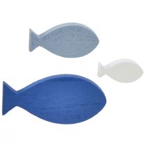 Artículo Decoración dispersa decoración de madera pez azul blanco marítimo 3–8cm 24ud