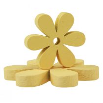 Artículo Decoración para esparcir madera con flores amarillas, decoración de mesa de verano, Ø2–6 cm, 20 unidades