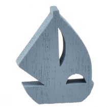 Artículo Decoración dispersa decoración de velero de madera azul blanco 2 cm–6 cm 24 piezas
