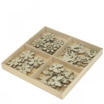 Artículo Dispersión de madera decorativa, piezas dispersas primavera Pascua blanco 2–4cm 64p