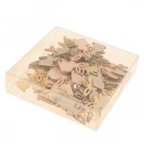 Artículo Adornos dispersos de madera, trozos dispersos de Pascua, Conejito de Pascua, tonos amarillos 4cm, 72 piezas