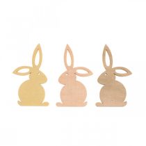 Artículo Adornos dispersos de madera, trozos dispersos de Pascua, Conejito de Pascua, tonos amarillos 4cm, 72 piezas